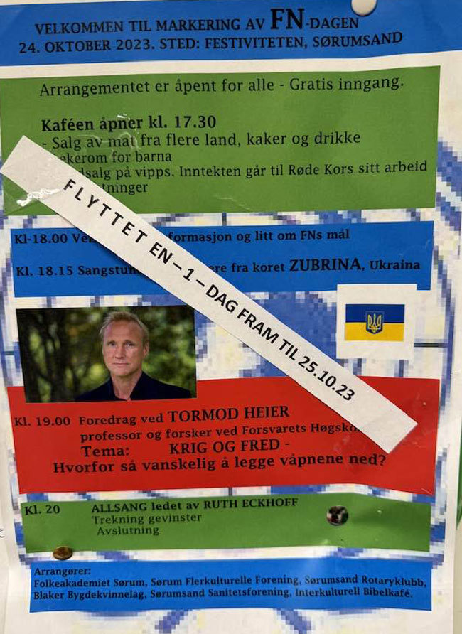 Markering av FN-dagen onsdag 25. oktober 2023